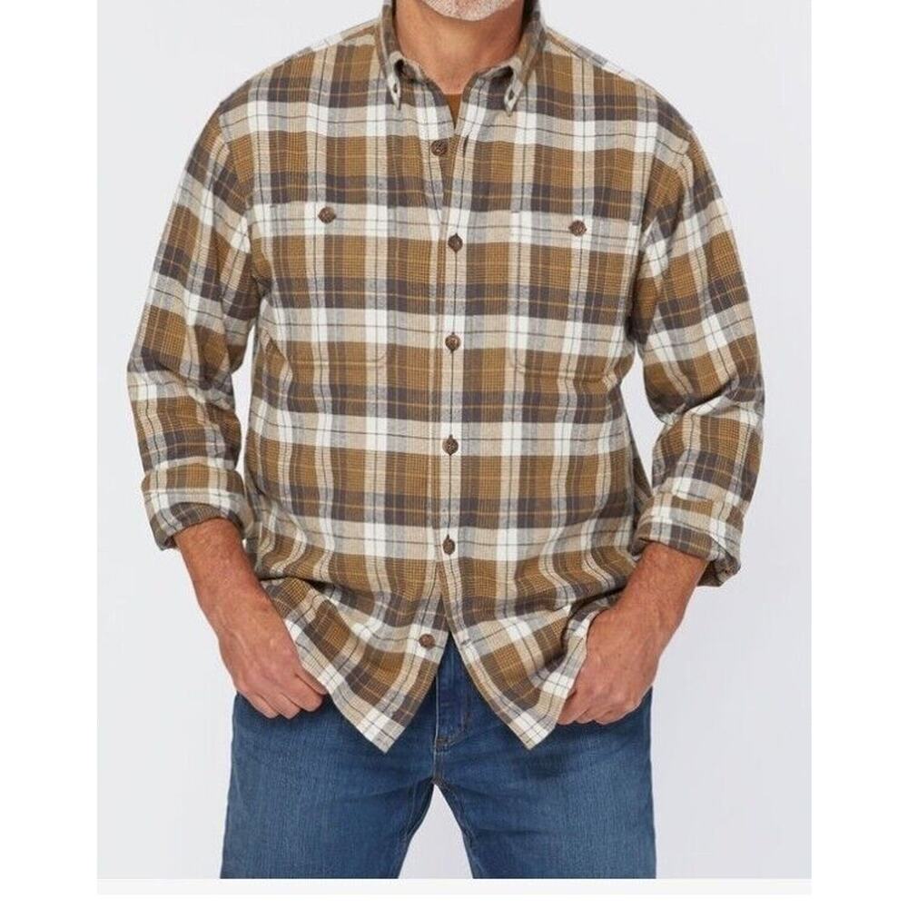 Duluth Men's M Free Swingin' Flannel Untucked Shirt Green Black Double Pockets